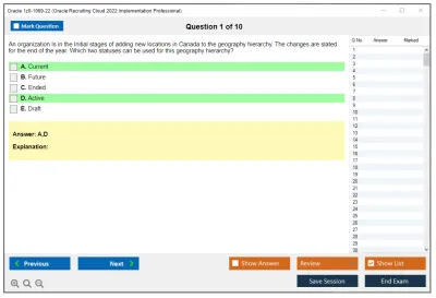 Oracle 1z0-1069-22 Oracle Recruiting Cloud 2022 Implementation Professional Practice test exam simulator test engine exam Prep practice test questions answers Image 1