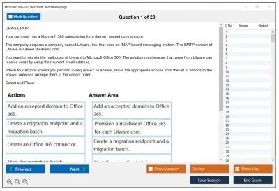 Microsoft MS-203 Microsoft 365 Messaging Practice test exam simulator test engine exam Prep practice test questions answers Image 1