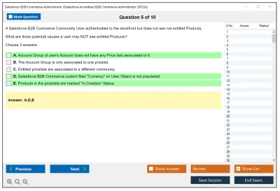 Salesforce B2B-Commerce-Administrator Salesforce Accredited B2B Commerce Administrator Practice test exam simulator test engine exam Prep practice test questions answers Image 5