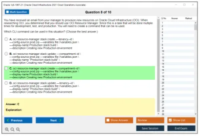 Oracle 1z0-1067-21 Oracle Cloud Infrastructure 2021 Cloud Operations Associate Practice test exam simulator test engine exam Prep practice test questions answers Image 8