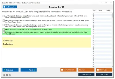 Oracle 1z0-066 Oracle Database 12c: Data Guard Administration Practice test exam simulator test engine exam Prep practice test questions answers Image 4