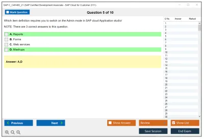 SAP C_C4H460_21 SAP Certified Associate - Developer - SAP Sales and Service Cloud Practice test exam simulator test engine exam Prep practice test questions answers Image 5