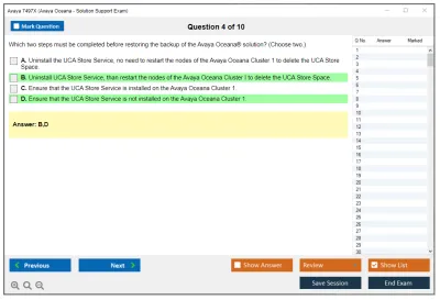 Avaya 7497X Avaya Oceana - Solution Support Exam Practice test exam simulator test engine exam Prep practice test questions answers Image 4