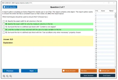 IBM C2090-621 IBM Cognos Analytics Author V11 Practice test exam simulator test engine exam Prep practice test questions answers Image 2