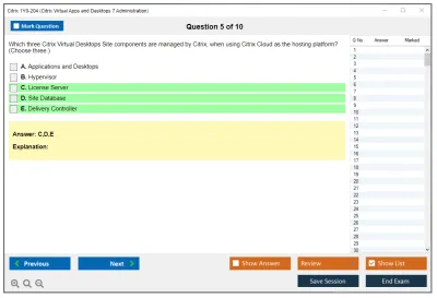 Citrix 1Y0-204 Citrix Virtual Apps and Desktops 7 Administration exam Practice test exam simulator test engine exam Prep practice test questions answers Image 5