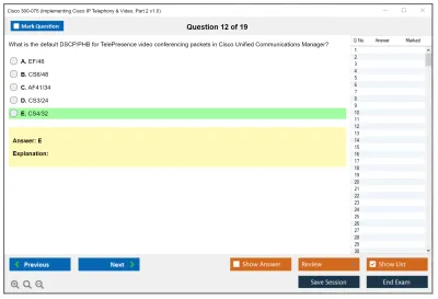 Cisco 300-075 Implementing Cisco IP Telephony &amp; Video, Part 2 v1.0 Practice test exam simulator test engine exam Prep practice test questions answers Image 12