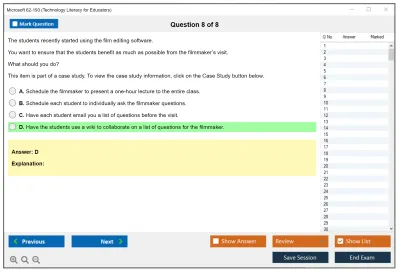 Microsoft 62-193 Technology Literacy for Educators Practice test exam simulator test engine exam Prep practice test questions answers Image 8