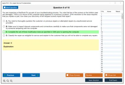 Apple SVC-16A Apple Service Fundamentals Practice test exam simulator test engine exam Prep practice test questions answers Image 9