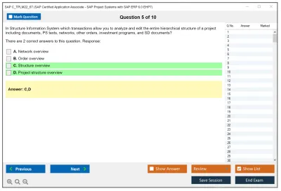 SAP C_TPLM22_67 SAP Certified Associate - SAP Project Systems with SAP ERP 6.0 EHP7 Practice test exam simulator test engine exam Prep practice test questions answers Image 5