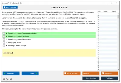 Microsoft 77-884 Outlook 2010 Practice test exam simulator test engine exam Prep practice test questions answers Image 5