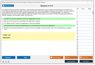 Google Google-Professional-Cloud-DevOps-Engineer Google Cloud Certified - Professional Cloud DevOps Engineer Exam Practice test exam simulator test engine exam Prep practice test questions answers Image 4