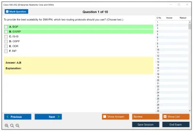 Cisco 500-452 Enterprise Networks Core and WAN Exam (ENCWE) Practice test exam simulator test engine exam Prep practice test questions answers Image 1