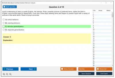 BACB BCABA Board Certified Assistant Behavior Analyst Practice test exam simulator test engine exam Prep practice test questions answers Image 2