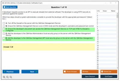 Qlik QV12SA QlikView 12 System Administrator Certification Exam Practice test exam simulator test engine exam Prep practice test questions answers Image 1
