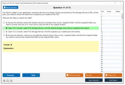 Oracle 1z0-1072-22 Oracle Cloud Infrastructure 2022 Architect Associate Practice test exam simulator test engine exam Prep practice test questions answers Image 11