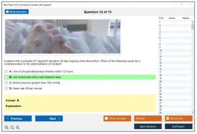 Test Prep ACLS Advanced Cardiac Life Support Practice test exam simulator test engine exam Prep practice test questions answers Image 12