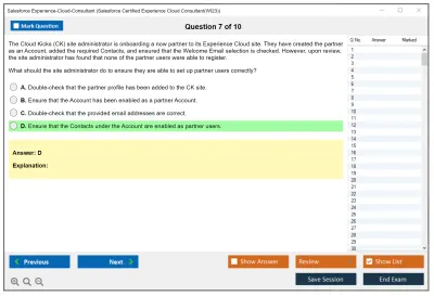 Salesforce Experience-Cloud-Consultant Salesforce Certified Experience Cloud Consultant Practice test exam simulator test engine exam Prep practice test questions answers Image 7