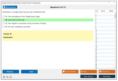 Google AdWords-Fundamentals Google AdWords Fundamentals Practice test exam simulator test engine exam Prep practice test questions answers Image 8