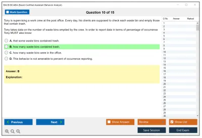 BACB BCABA Board Certified Assistant Behavior Analyst Practice test exam simulator test engine exam Prep practice test questions answers Image 10