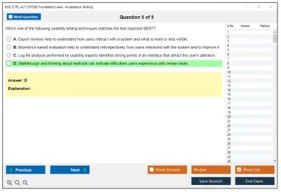 iSQI CTFL-AcT ISTQB Foundation Level - Acceptance Testing Practice test exam simulator test engine exam Prep practice test questions answers Image 5