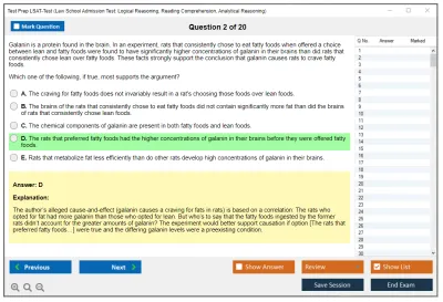 Test Prep LSAT-Test Law School Admission Test: Logical Reasoning, Reading Comprehension, Analytical Reasoning Practice test exam simulator test engine exam Prep practice test questions answers Image 2