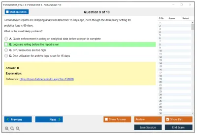 Fortinet NSE5_FAZ-7.0 Fortinet NSE 5 - FortiAnalyzer 7.0 Practice test exam simulator test engine exam Prep practice test questions answers Image 9