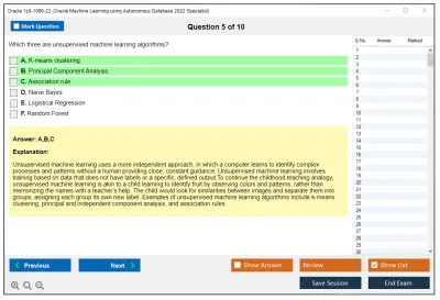 Oracle 1z0-1096-22 Oracle Machine Learning using Autonomous Database 2022 Specialist Practice test exam simulator test engine exam Prep practice test questions answers Image 5