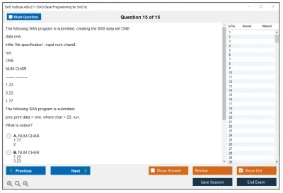 SAS Institute A00-211 SAS Base Programming for SAS 9 Practice test exam simulator test engine exam Prep practice test questions answers Image 15