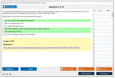 Oracle 1z0-1085-21 Oracle Cloud Infrastructure Foundations 2021 Associate Practice test exam simulator test engine exam Prep practice test questions answers Image 2