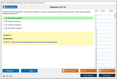 IBM C1000-059 IBM AI Enterprise Workflow V1 Data Science Specialist Practice test exam simulator test engine exam Prep practice test questions answers Image 9
