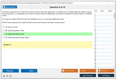 Salesforce Certified-Data-Architecture-and-Management-Designer Certified Data Architecture and Management Designer Practice test exam simulator test engine exam Prep practice test questions answers Image 9