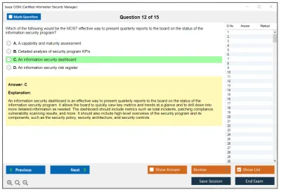 Isaca CISM Certified Information Security Manager Practice test exam simulator test engine exam Prep practice test questions answers Image 12