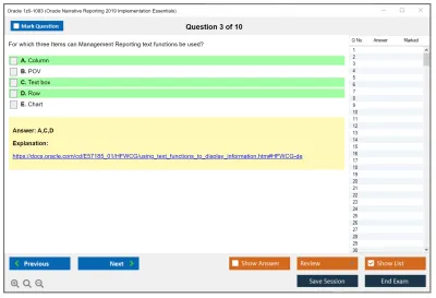 Oracle 1z0-1083 Oracle Narrative Reporting 2019 Implementation Essentials Practice test exam simulator test engine exam Prep practice test questions answers Image 3