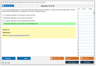Cisco 600-660 Implementing Cisco Application Centric Infrastructure - Advanced (600-660 DCACIA) Practice test exam simulator test engine exam Prep practice test questions answers Image 10