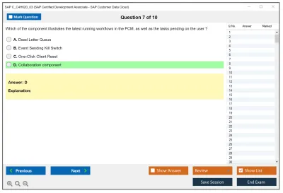 SAP C_C4H620_03 SAP Certified Development Associate - SAP Customer Data Cloud Practice test exam simulator test engine exam Prep practice test questions answers Image 7