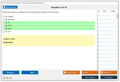 Citrix 1Y0-240 Citrix NetScaler 12 Essentials and Traffic Management Practice test exam simulator test engine exam Prep practice test questions answers Image 2