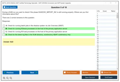 SAP E_S4HCON2022 SAP Certified Technology Specialist - SAP S/4HANA Conversion and SAP System Upgrade Practice test exam simulator test engine exam Prep practice test questions answers Image 5