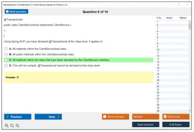 SpringSource CoreSpringV3.2 Core-Spring (based on Spring 3.2) Practice test exam simulator test engine exam Prep practice test questions answers Image 6