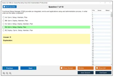 Oracle 1z0-1069-22 Oracle Recruiting Cloud 2022 Implementation Professional Practice test exam simulator test engine exam Prep practice test questions answers Image 7
