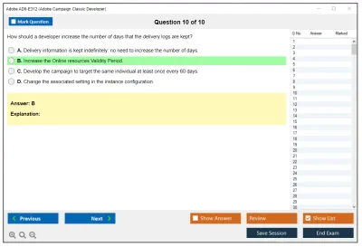 Adobe AD0-E312 Adobe Campaign Classic Developer Practice test exam simulator test engine exam Prep practice test questions answers Image 10
