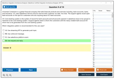 Salesforce Integration-Architecture-Designer Salesforce Certified Integration Architect Practice test exam simulator test engine exam Prep practice test questions answers Image 9