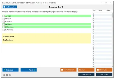 Dassault Systemes ENOV613X-3DE V6 3DEXPERIENCE Platform for 3D Users (V6R2013X) Practice test exam simulator test engine exam Prep practice test questions answers Image 1
