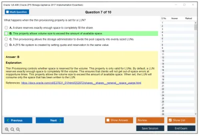 Oracle 1z0-499 Oracle ZFS Storage Appliance 2017 Implementation Essentials Practice test exam simulator test engine exam Prep practice test questions answers Image 7