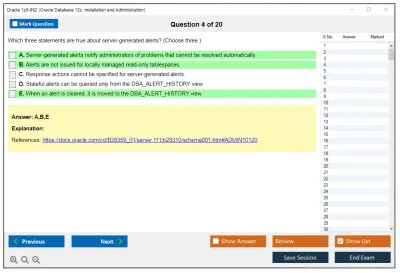 Oracle 1z0-062 Oracle Database 12c: Installation and Administration Practice test exam simulator test engine exam Prep practice test questions answers Image 4
