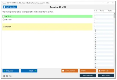 Huawei H13-711 HCNA-Big Data (Huawei Certified Network Associate-Big Data) Practice test exam simulator test engine exam Prep practice test questions answers Image 10