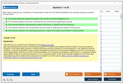 ACAMS CAMS Certified Anti-Money Laundering Specialist (6th Edition) Practice test exam simulator test engine exam Prep practice test questions answers Image 1