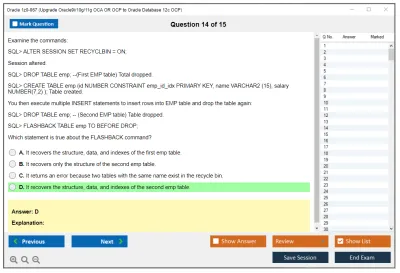 Oracle 1z0-067 Upgrade Oracle9i/10g/11g OCA OR OCP to Oracle Database 12c OCP Practice test exam simulator test engine exam Prep practice test questions answers Image 14