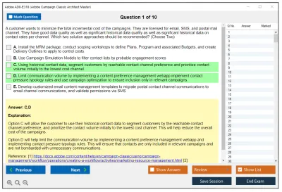 Adobe AD0-E318 Adobe Campaign Classic Architect Master Practice test exam simulator test engine exam Prep practice test questions answers Image 1