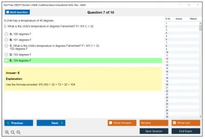 Test Prep CBEST-Section-1-Math California Basic Educational Skills Test - Math Practice test exam simulator test engine exam Prep practice test questions answers Image 7