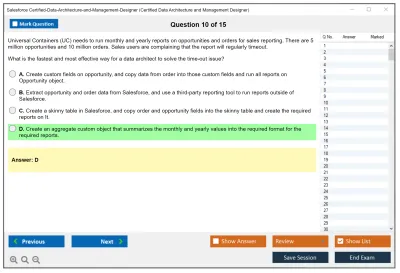 Salesforce Certified-Data-Architecture-and-Management-Designer Certified Data Architecture and Management Designer Practice test exam simulator test engine exam Prep practice test questions answers Image 10